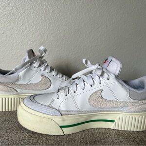 Nike White and Cream Platform Sneakers